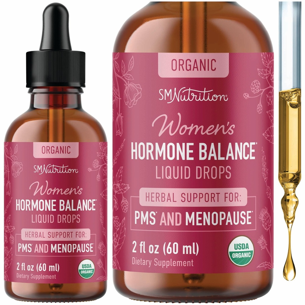 Hormon Balance Flüssigkeitstropfen | mit schwarzem Cohosh, Stinging Nettle, rote Himbeere Blatt, Chasteberry & More | Menopause, Hot Flash, & PMS Relief Menstruierende Kräuter Unterstützung Tincture | Vegan Formel | 2oz