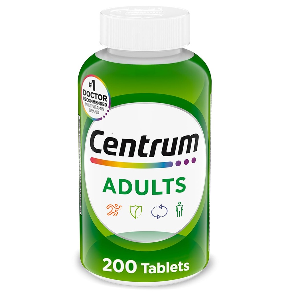 Integratore Multivitaminico per Adulti Centrum con Antiossidanti, Zinco, Vitamine D3 e B, Senza glutine, Ingredienti Non OGM - 200 Conte
