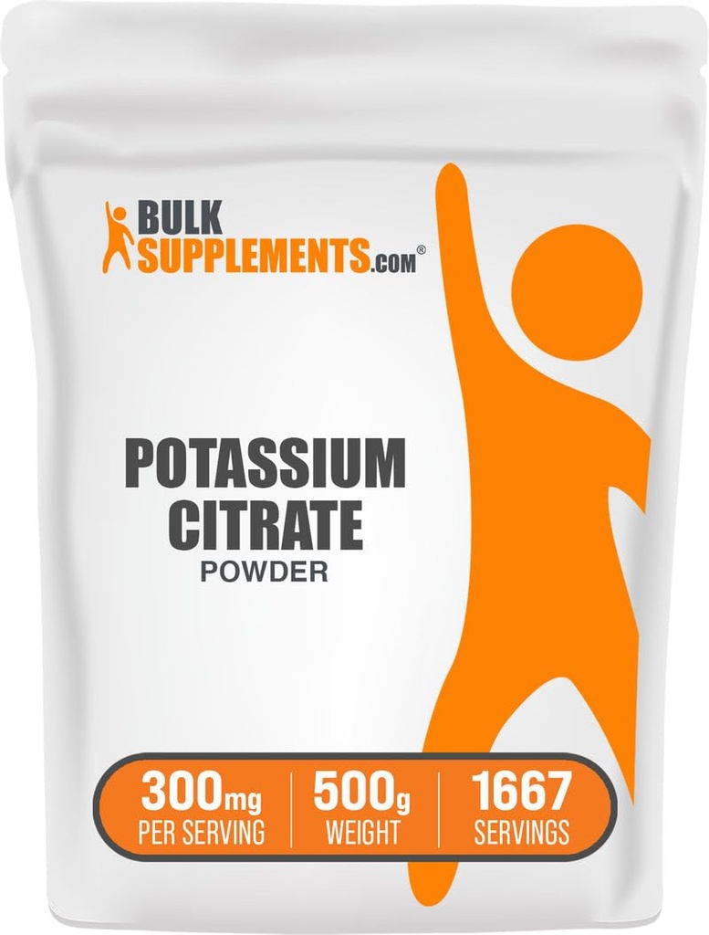 BulkSupplements.com Kalium Citrat Pulver - für Hydration Support, Mineralische Beilage, Kalium 99mg - Glutenfrei, 300mg pro Servierung, 500g (1.1 lbs) (Pack von 1)