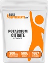BulkSupplements.com Polvere di citrato di potassio - per il supporto di idratazione, supplemento minerale, potassio 99mg - senza glutine, 300mg per porzione, 500g (1.1 lbs) (pacchetto di 1)