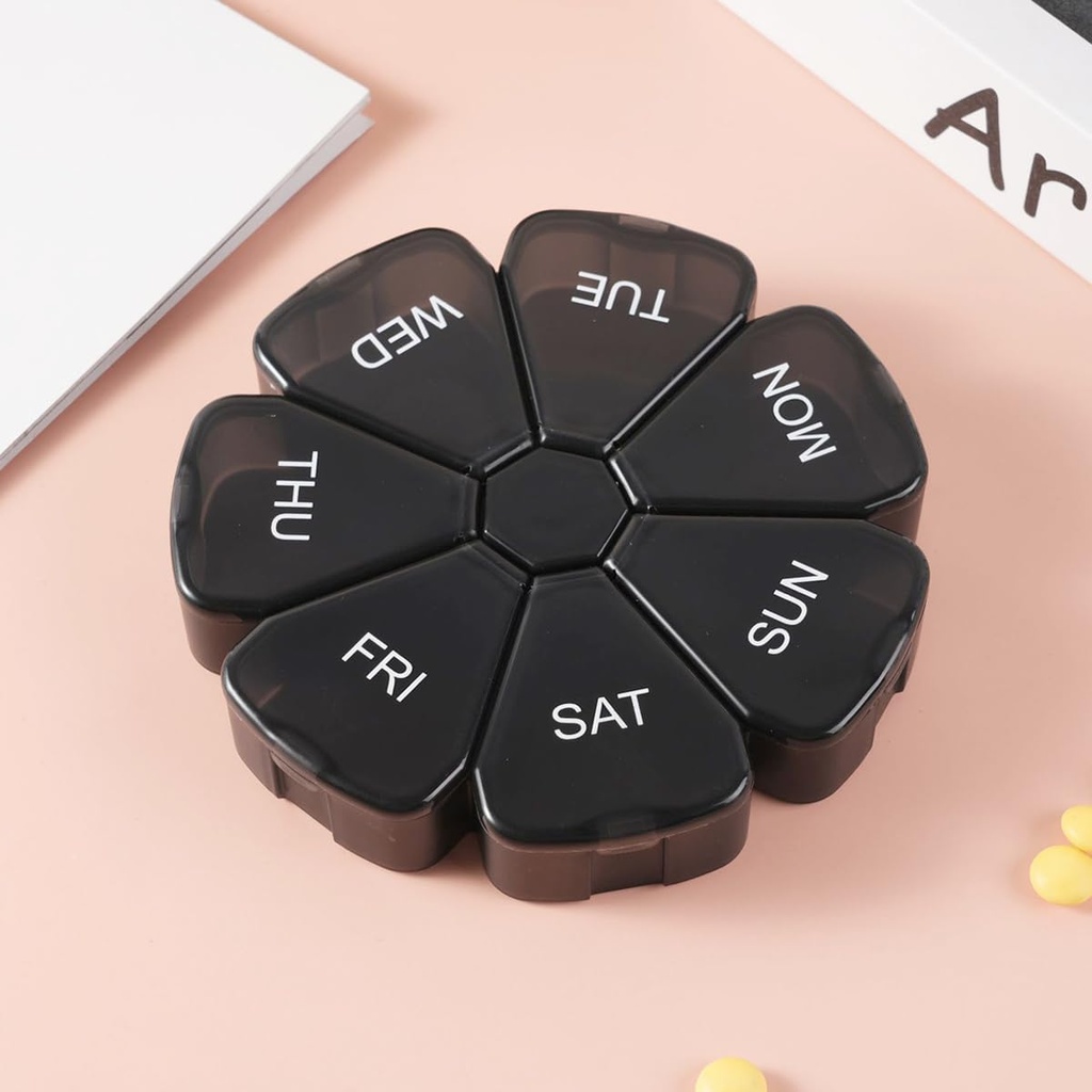 Travel Pill Organizer, 7-Tage Wöchentliche Vitamin Medizin Fall, Portable Medication Box für Meds, Mineral, Fischöl, DHA, Turmeric, Supplement, Kapsel, 7 Compartment Daily Pill Dispenser Reminder