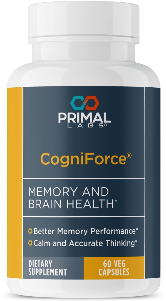 Primal Health CogniForce - Memory & Brain Health - Acetyl L-Carnitine Formula - Migliore prestazione cognitiva - Clarity + Focus + Better Recall + Calm Thinking - Integratore alimentare - 60 Capsule