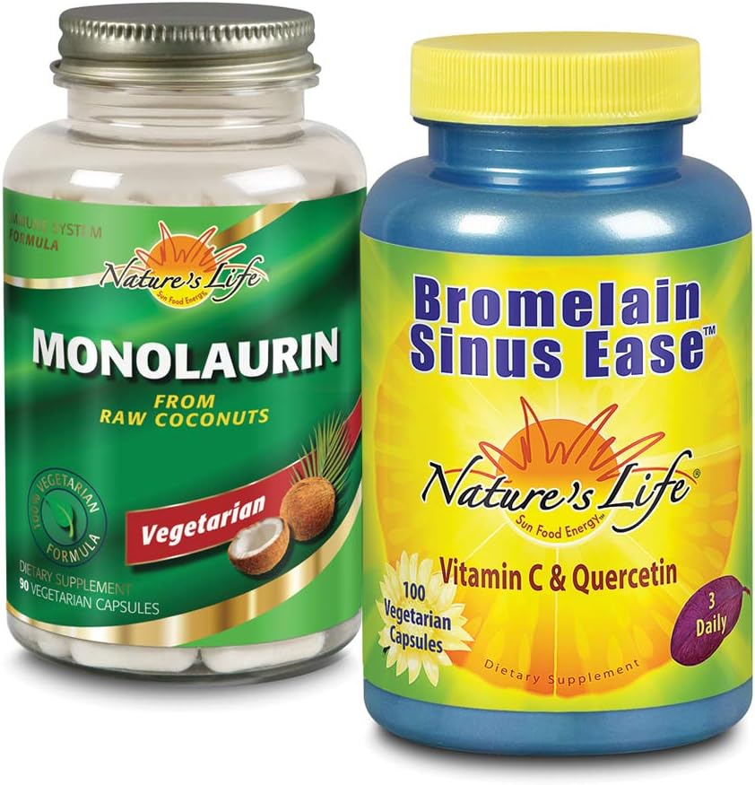 Nature's Life Monolaurin & Bromelain Sinus Ease Bundle.