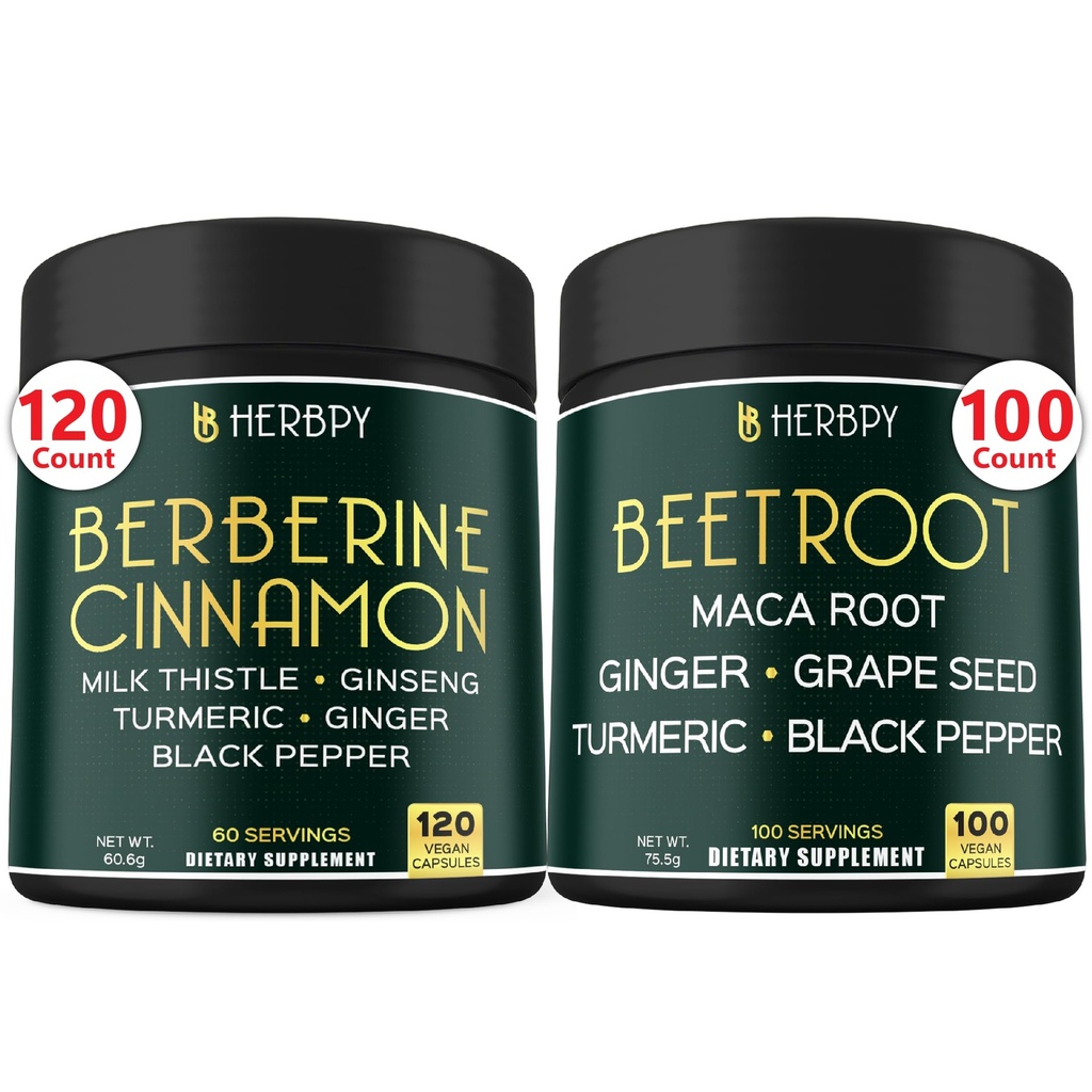 Ensemble 7in1 Berberine HCl 97% et 6in1 Capsules de racines de betterave