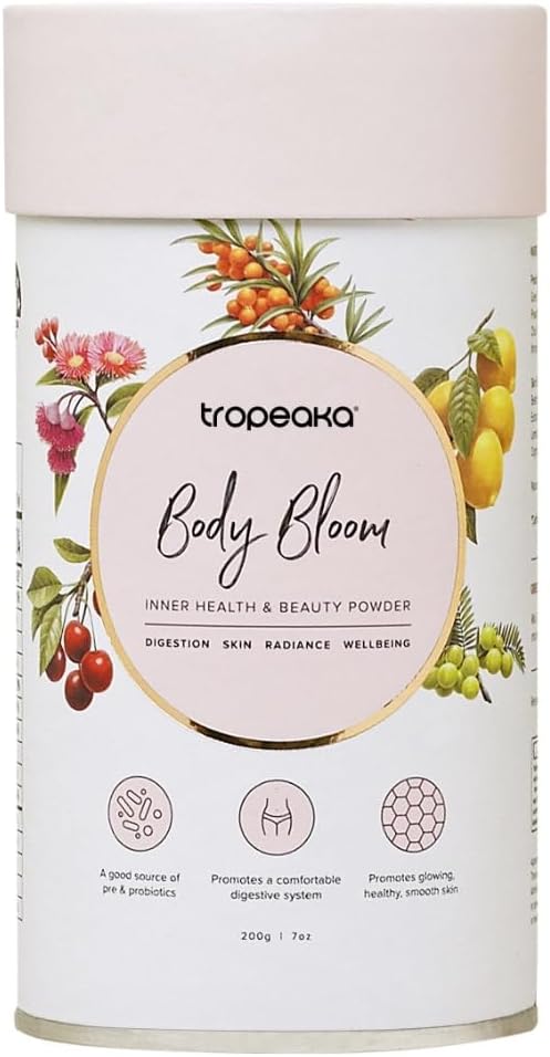 Tropeaka Body Bloom - Superfood Beauty Supplement, Supporta la produzione di collagene per la pelle di Glowing, Hair & Nails, Prebiotici e Probiotici, Vegan, Dairy Free, Gluten Free, Non-GMO, 18oz (28 Serve)