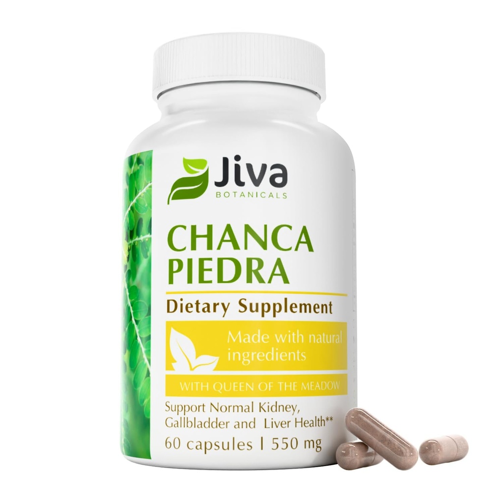 Jiva Botanicals Chanca Piedra Supplement - 550 mg pro Servieren - 500mg Extrakt mit 50mg Königin des Meadow - 2 Monate Versorgung