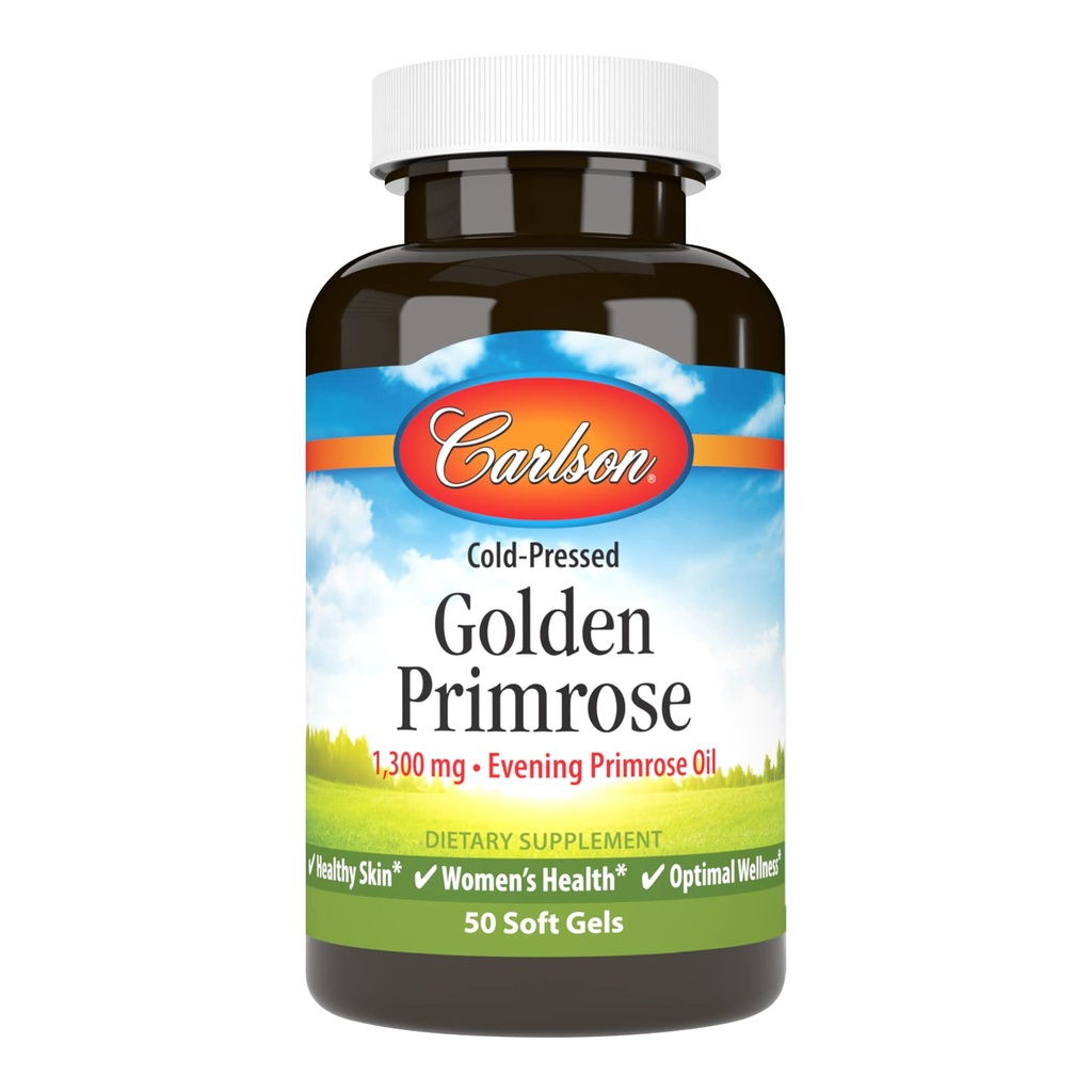 Carlson - Golden Primrose, 1300 mg Sera Primrose olio, freddo-pressed, pelle sana, salute delle donne e benessere ottimale, 50 Softgels