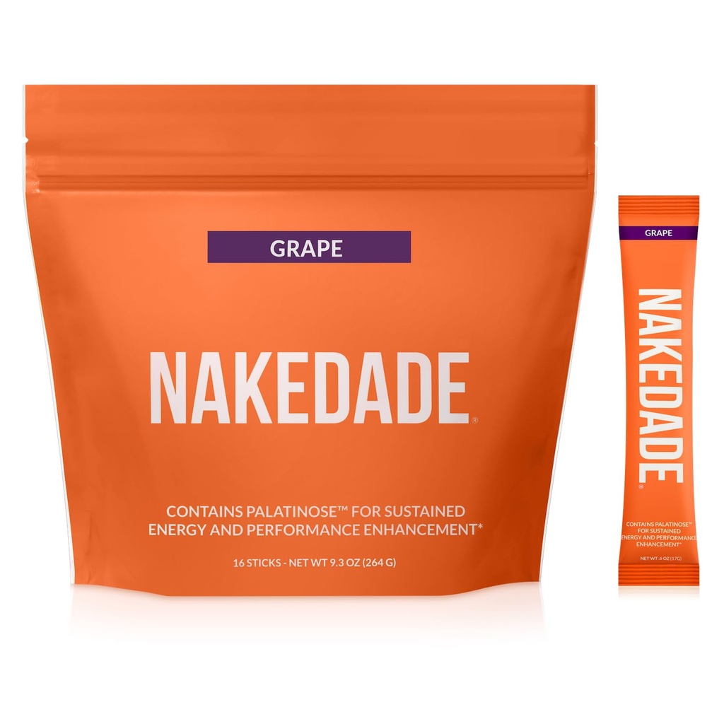 Uva Nakedade – Miglioramento delle prestazioni della polvere della bevanda sportiva - Polvere di elettrolita – Nessun OGM o dolcificanti artificiali, senza glutine, senza soia, senza latticini – 16 Stick
