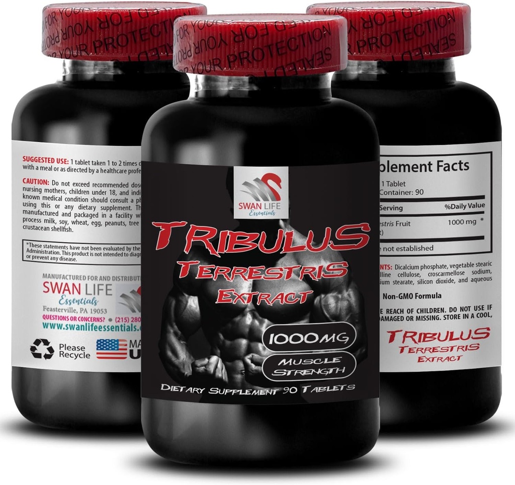 Natural Stamina Boost - TRIBULUS TERRESTRIS Extract - Kraft- und Aktivitätsunterstützung, Energieoptimierungsformel, Pflanzenbasierte Leistung, Körperleistungsmischung, aktive Erholung, Energiefluss 1Bot 90Tabs