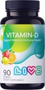 LIVS Vitamin D3 Gummies 2000 IU für Damen und Herren – Vegan Vitamin D3 Beilage für Knochen, Zähne & Immununterstützung – Kaubare Vitamin D Gummis mit natürlichem Zitronenbeere & oder G-Flaschen – 90 Ct
