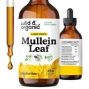 Teinture de Mulléine sauvage et biologique - Nettoyage et désintoxication du poumon - Extrait de feuille de Mulléine liquide pour les poumons avec l'échinacée - Gouttes de Thapsus Verbascum - Supplément végétalien, sans sucre et sans alcool - 4 fl oz