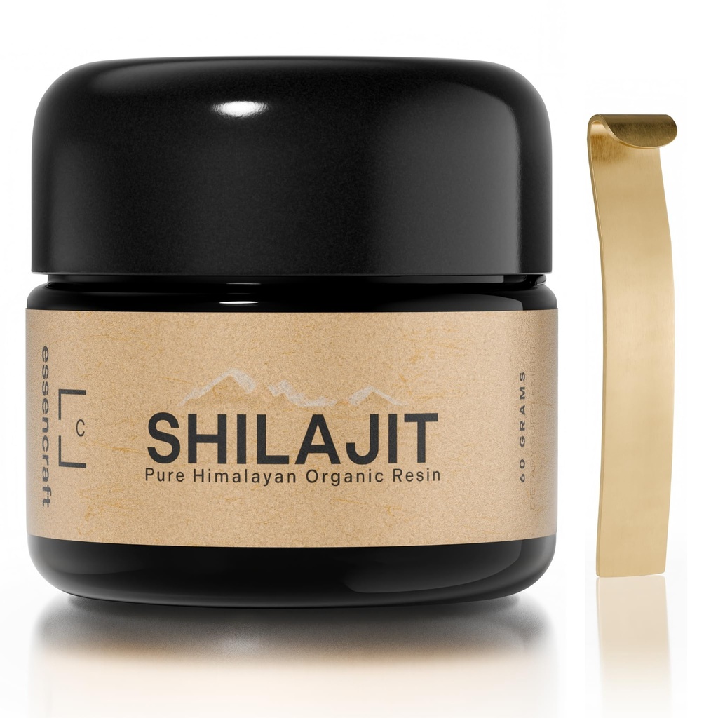 Organic Himalayan Shilajit Resin - 500mg Max Potency, Lab getestet reine Shilajit für Männer und Frauen, 85+ Trace Minerals Fulvic Acid, Immununterstützung, Energie & Kognitive Leistung, 4 Monate Versorgung, 60g