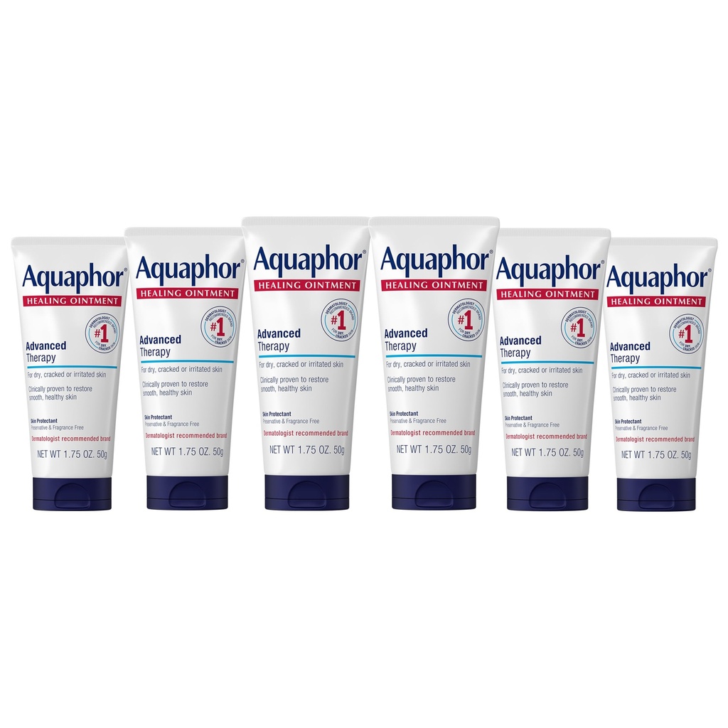 Aquaphor Healing Salbe, Advanced Therapy Healing Salbe für trockene Haut, Hautschutz für trockene gecrackte Haut - 1,75 Unze. Rohr (Pack mit 6)