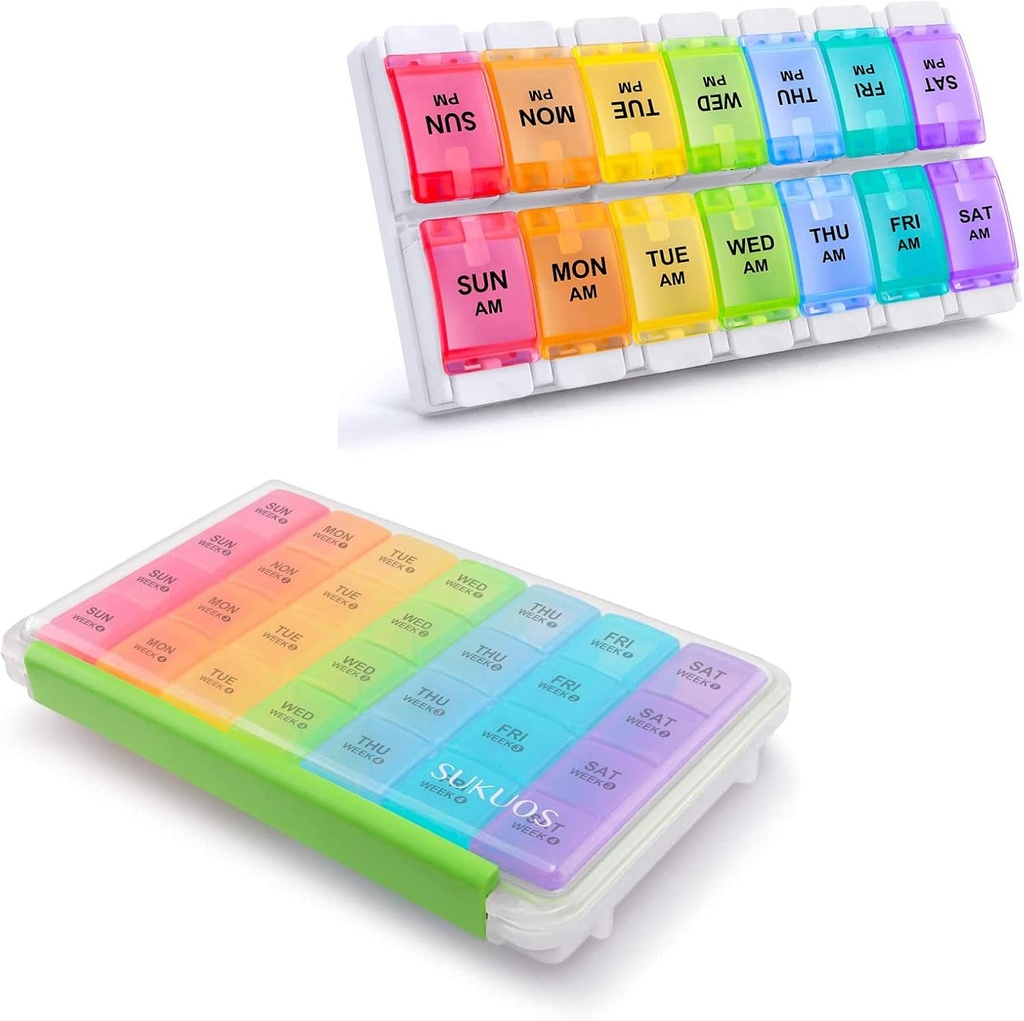Sukuos Large Pill Organizer, 7 giorni Twice Times a Day Pack & 28 giorni Case Pack