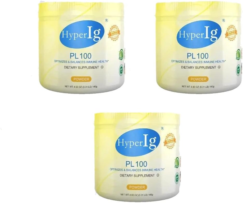 PL-100 Eiweißpulver, Hyperimmune Egg Supplements, 140g - Immune Boost, Verdauungsgesundheit, Gelenkpflege, Energie & Muskelkraft, Glutenfreie 3 Kanister