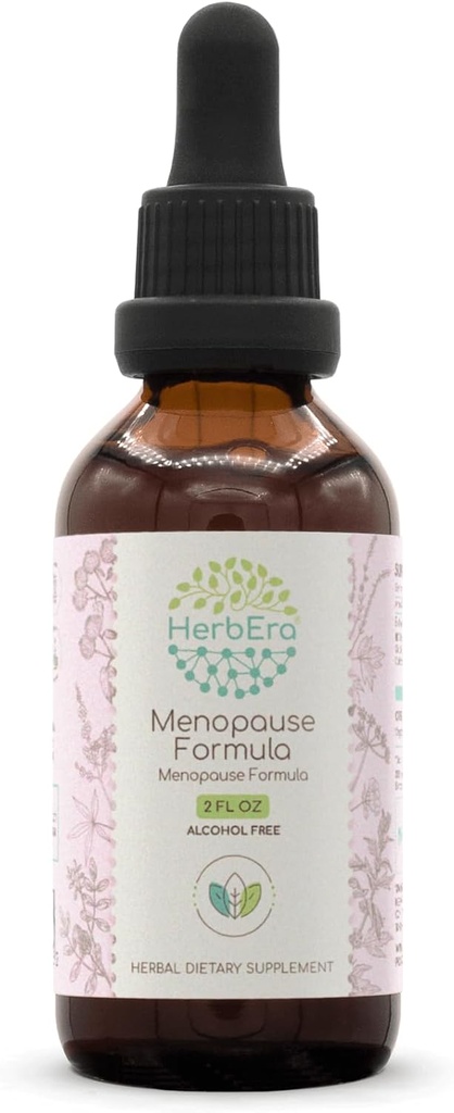 HerbEra Menopause Formel B60 Alkoholfreie Extrakt Tinktur, Konzentrierte flüssige Tropfen natürliche Vitex Berry, Licorice Root, Mutterwort, Dong Quai Root, Burdock Root, Black Cohosh Root. 2 Fl Oz