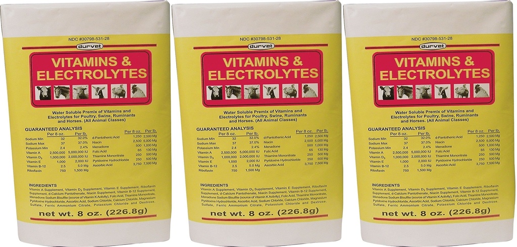 (3 Pack) DURVET 136028 Vitamine & Elektrolyte, 8 oz3