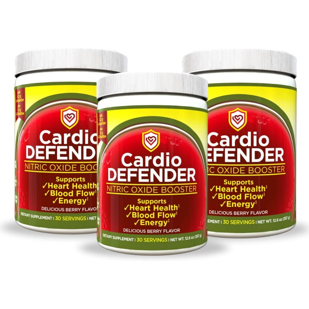 3 Pack, Nitric Oxid Booster Powder – L-Arginin 5,200mg + L-Citrulline 1.200mg – Herzgesundheits-Getränk-Mix - Herzgesundheit, Blutfluss, Energie, Endurance - L-Arginin-Pulver, Berry Flavor