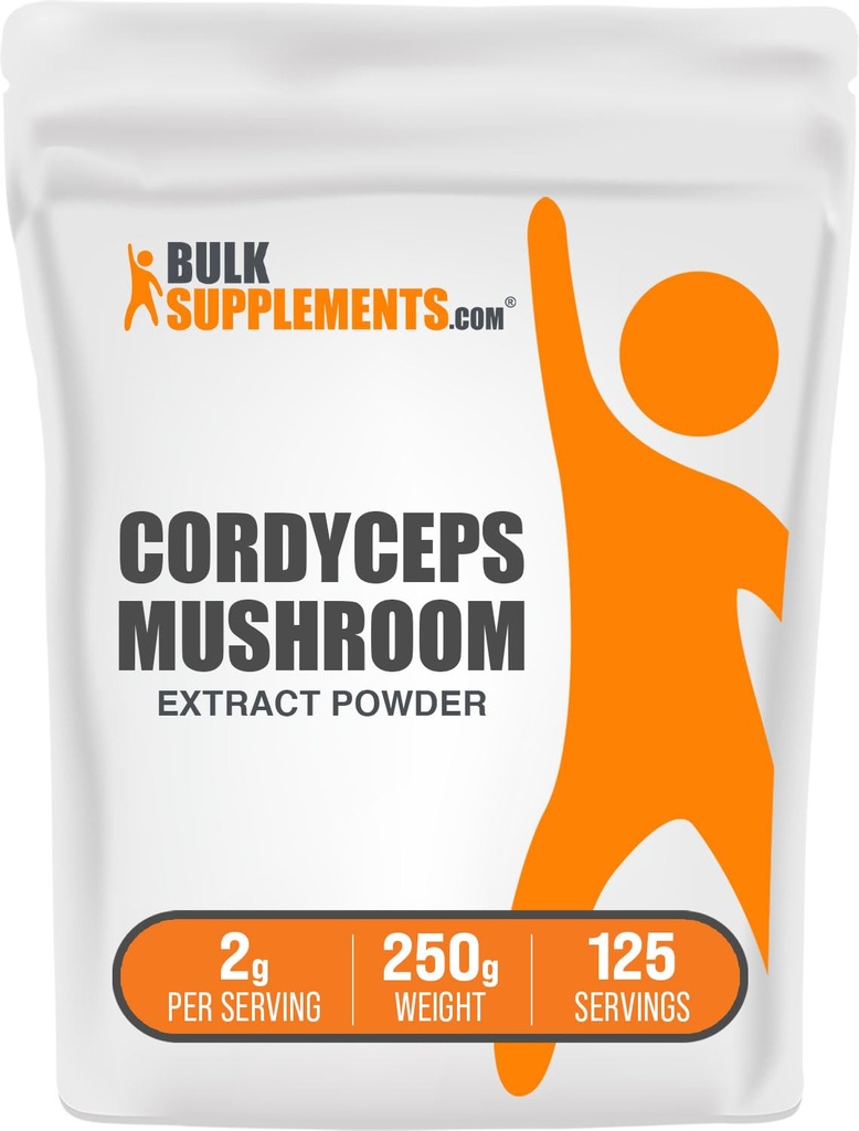 BulkSupplements.com Cordyceps Pilzextrakt Pulver - Cordyceps Sinensis, Pilzergänzung - Vegan & Glutenfrei, 2g pro Servierung, 250g (8.8 oz) (Pack von 1)