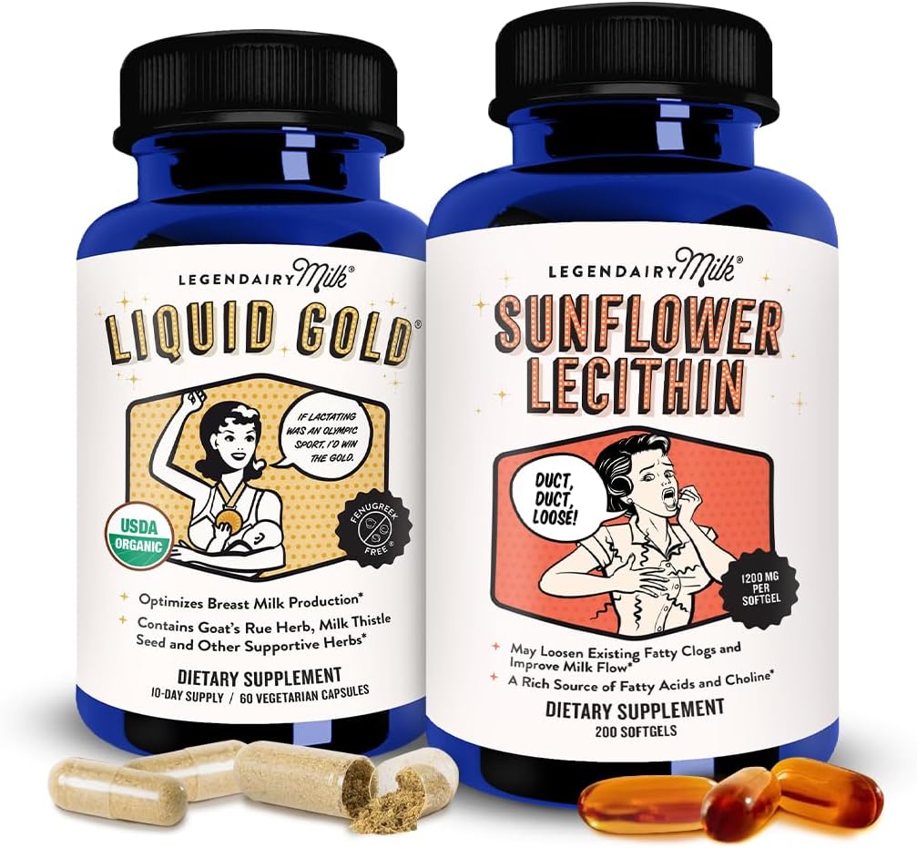 Legendairy Milk Liquid Gold + Sunflower Lecithin Lactation Supplement zur Erhöhung der Milchversorgung und für gekämmte Milch Ducts - Stillende Ergänzungen für Milchstrom und Milcherzeugung
