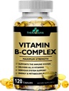 Max Strength Vitamin B-Complex + CoQ10 + Vitamin C – High Potency Natural Supplement for Energy & Metabolism Support – 120 Softgels, 60 Day Supply