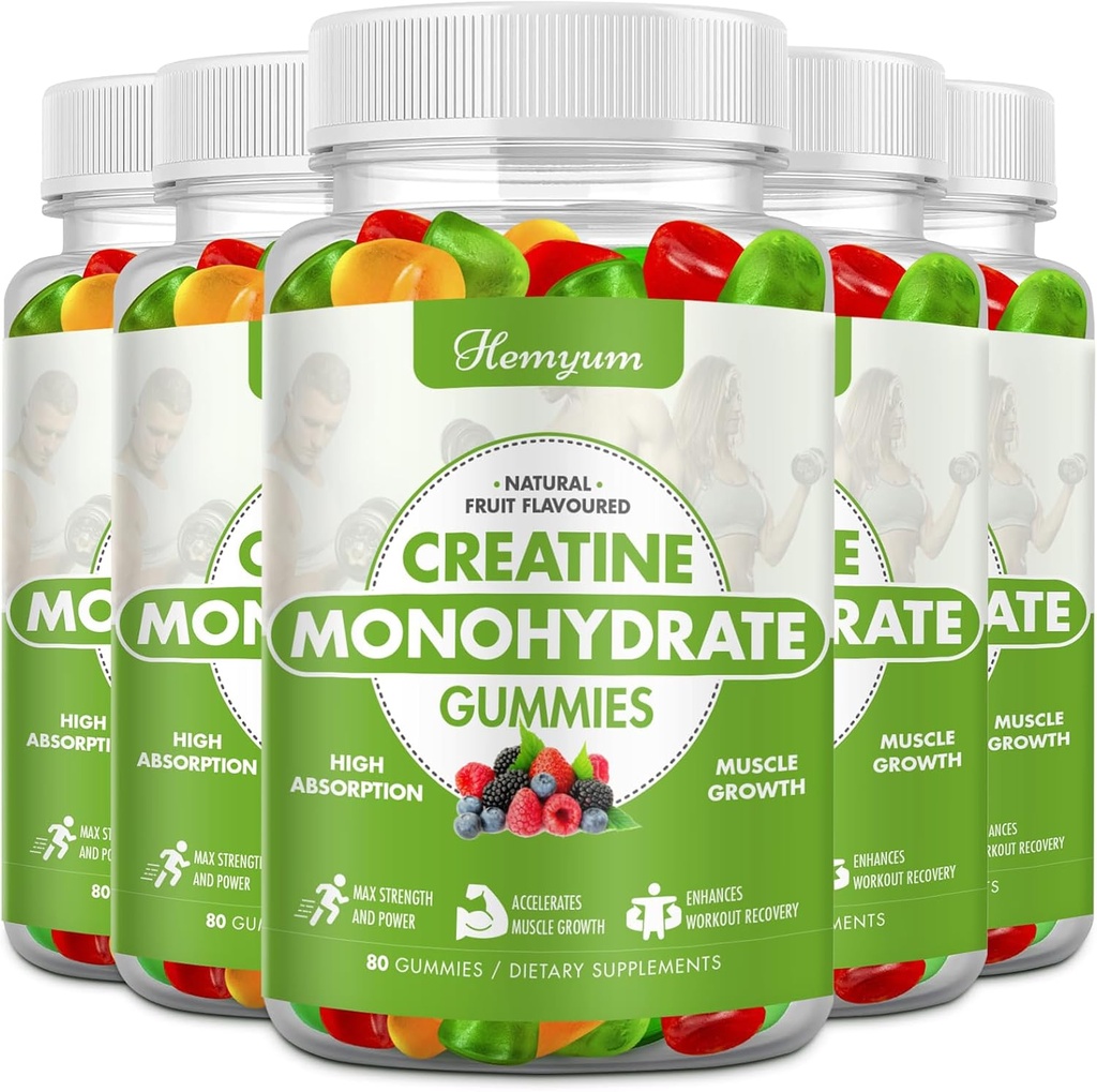 Creatine Monohydrate Gummie - Pre-Workout Complex Creatine für Frauen Männer, Enhanced Muskelkraft, Boost Fokus und Ausdauer, Muskelaufbau 400 Count