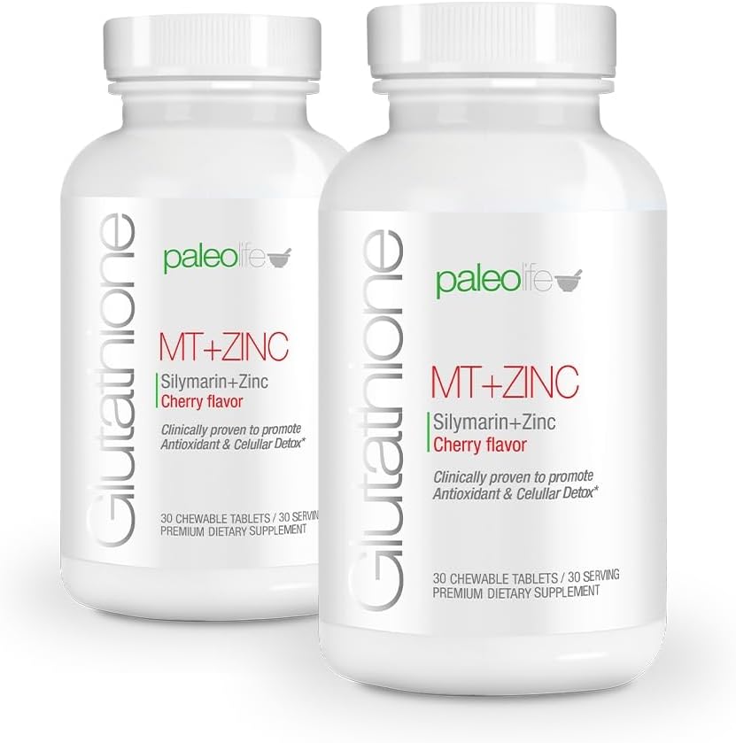 PaleoLife Premium Glutathione + Milchdistel + Zink - 60 Serviertabletten, Kirschen Flavor (2-Pack)