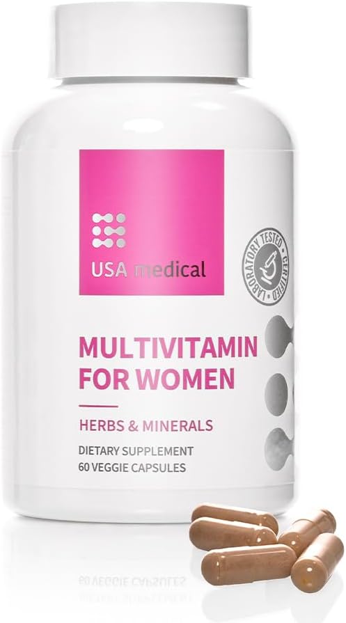 Capsule Multivitamina Donna - Integratore completo con Biotina, Folate e Zinco - Supporta Energia, Fertilità, Ormoni e Dormire | 60 capsule