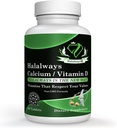 Halalways Calcium/Vitamin D Certified Halal Supplement Bone Health Support, con Calcium & Vitamin D, Supplemento dietetico, Integratori di Vitamina, per Uomini e Donne, (650mg Calcium, Vitamina D 10mcg)