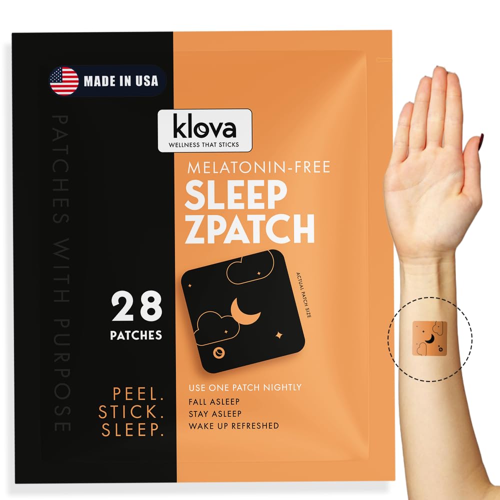 Klova Melatonin-Free Sleep Patches pour adultes , aide naturelle au sommeil avec Ashwagandha, Valerian, GABA & L-Theanine , l'automne Asleep Faster , rester Asleep Longer & Wake Rafraîchi , 28 Patches