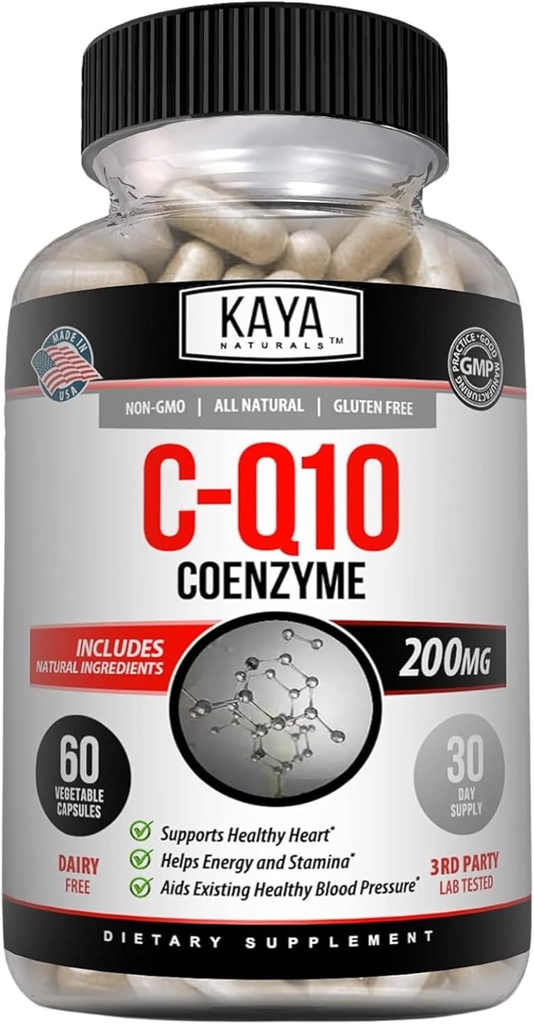 Kaya Naturals - CoQ10 Power Antioxidant Supplement für Gefäß-, Herz-Gesundheits-, Gesunde Blutdruckstufen und Immunfunktion - Restauriert tägliche Zell- und Energieproduktion - 60 Veggie Kapseln