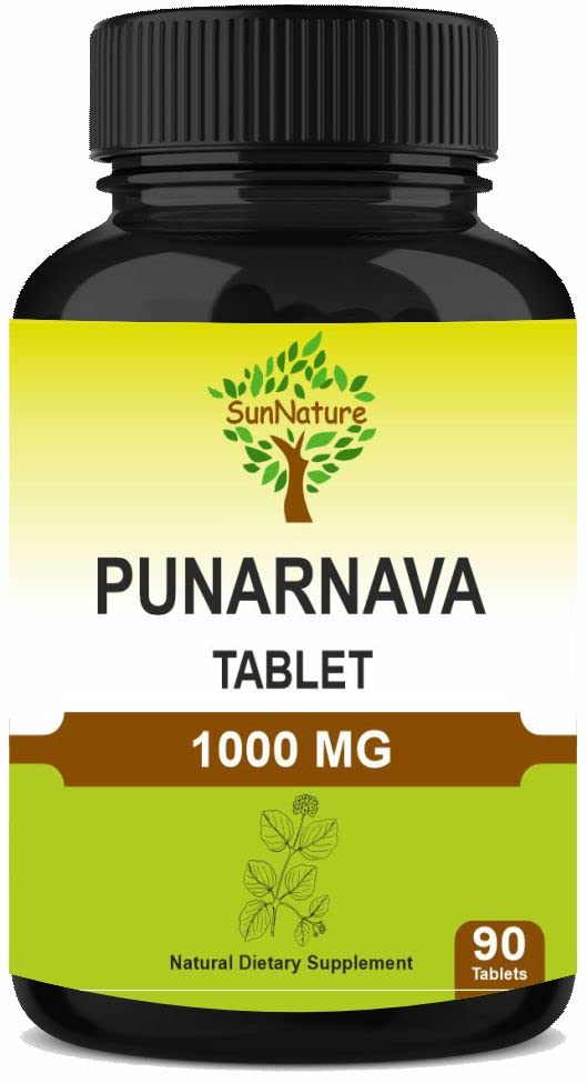 Comprimés de Punarnava 90 comprimés, 1000 mg, 45 jours d'approvisionnement