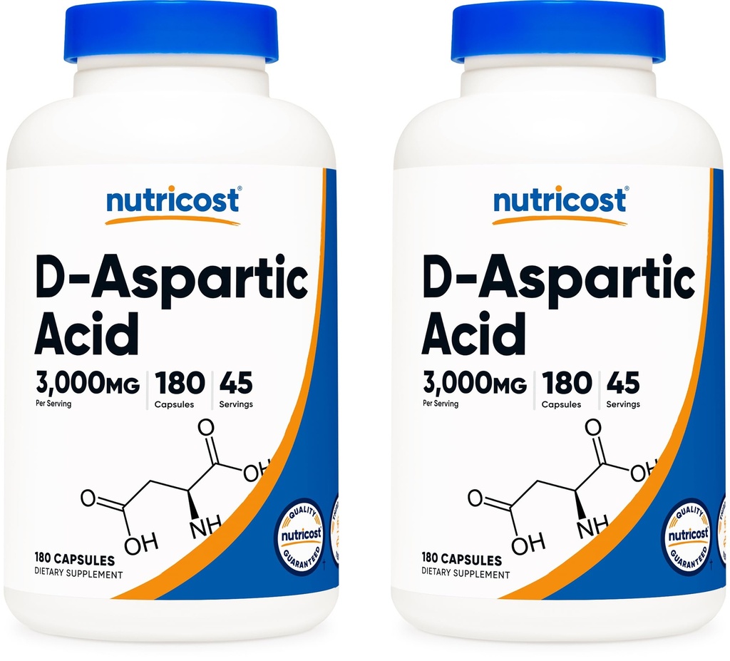 Nutricost D-Aspartic Acid Capsules (180 Caps) (2 Flaschen)
