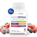Supplemento massimo di supporto immunitario potente 6-in-1 con zinco, vitamina C, sambuco, vitamina D, echinacea, & aglio, conta 60