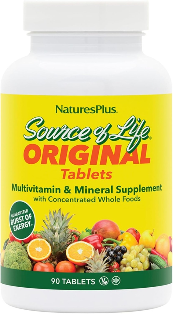 NaturesPlus Quelle des Lebens - 90 Tabletten - Multivitamin & Mineral Supplement - Unterstützt natürliche Energie & Gesamt Wohlbefinden - Glutenfrei, Vegetarisch - 30 Gesamt Servierungen