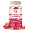 Magnesium Glycinat Gummi 400 mg mit 100 mg Composite Magnesium - Chelat Magnesium Kalium Supplement mit Vitamin D, B6 unterstützt Kalm, Schlaf, Gedächtnis & Muskelkrämpfe,Sugar Free - 60 Gummie