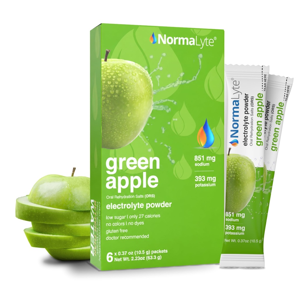 NormaLyte Sels de réhydratation orale- Paquet de 6 (Apple)