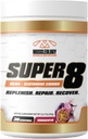 MUSCLÉOLOGIE Super 8 Formule de mélange d'électrolyte et de glutamine BCAA haute performance - Supplément de récupération après l'entraînement et de construction musculaire, 30 portions (Maracuya)
