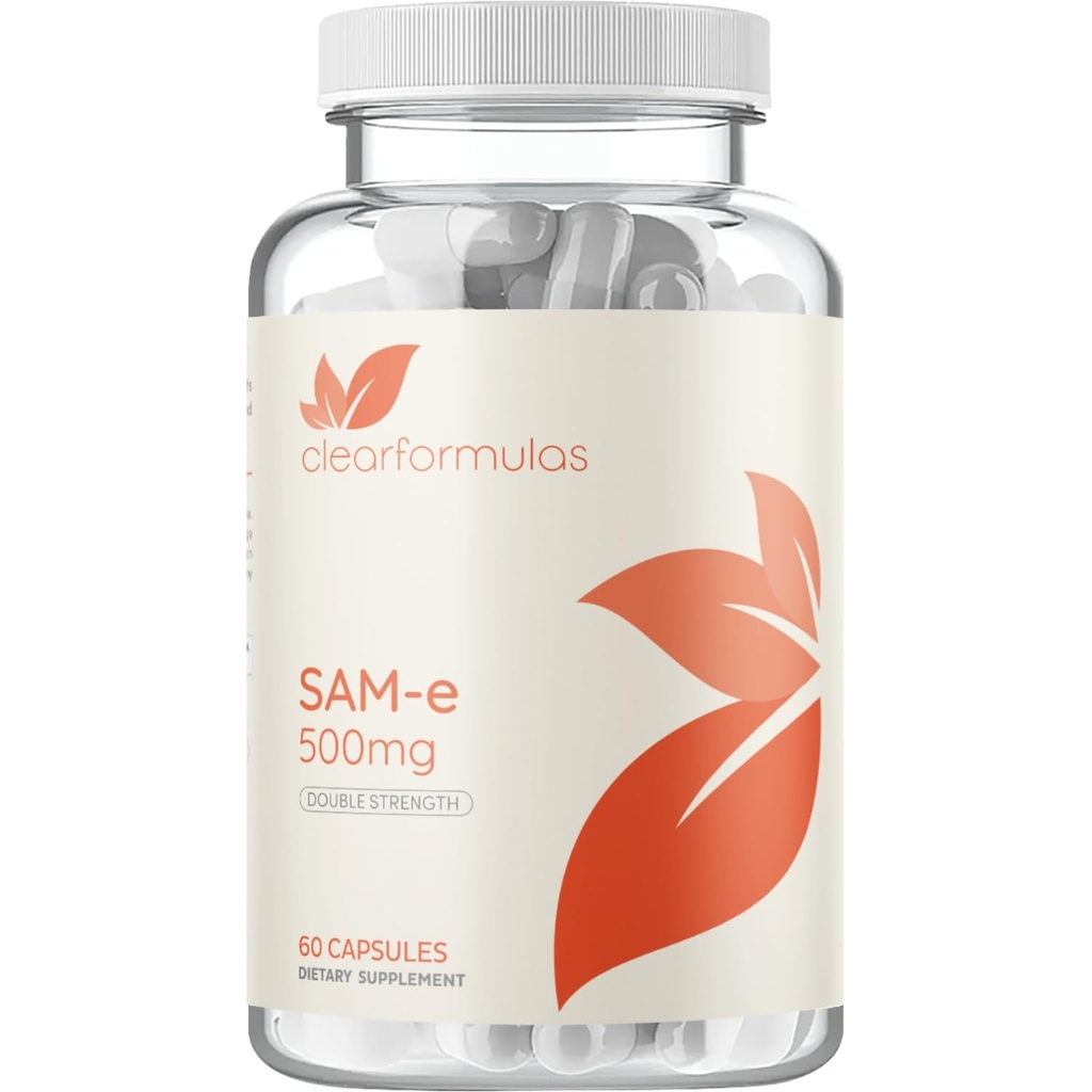 Clear Formulas Bioactive SAM-e 500mg - High Strength SAM-e Supplement with Biologically Active S,S Form for Liver and Mood Support - Vegan Non-GMO Preservative Free - Made in the US (60 Servings)