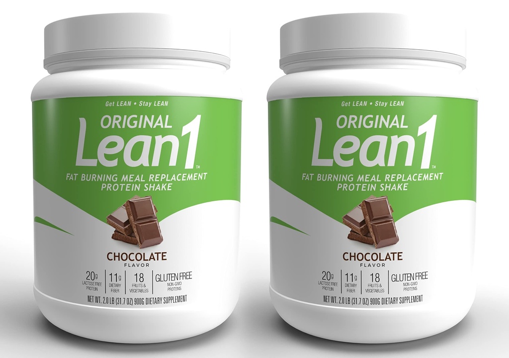 Lean1 substitut de repas de protéines Shake, chocolat aromatisé, 2-PACK de 15 tubs