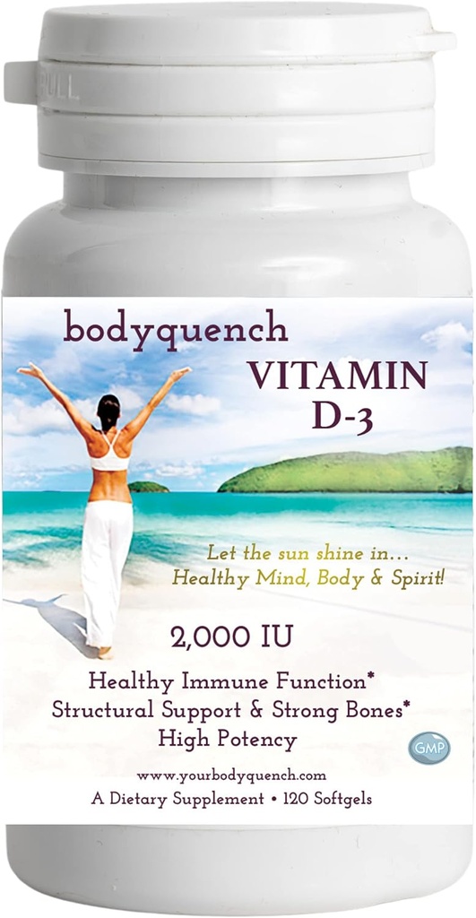 Vitamin D-3 - Hohe Potenz - fördert gesunde Immunfunktion, strukturelle Unterstützung & starke Knochen, 2000 IU pro Portion – 120 Softgels