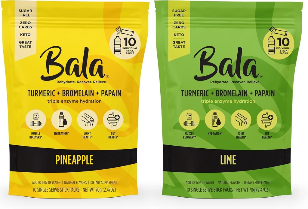 BALA Pulver-Packets, Zuckerfrei, Hydration Mix für Gut Gesundheit, natürliche Aromen, 20 Pack Bundle