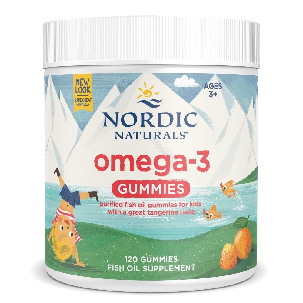 Nordic Naturals Nordic Omega-3 Gummies, Tangerine - 120 Gummies - 82 mg Omega-3 Totale con EPA & DHA - Non-GMO - 60 Serve