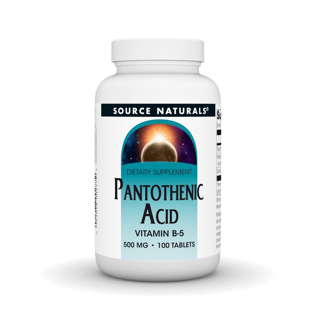 Fonte Naturals Acido pantotenico 500 mg Vitamina B-5 Integratore alimentare - 100 compresse