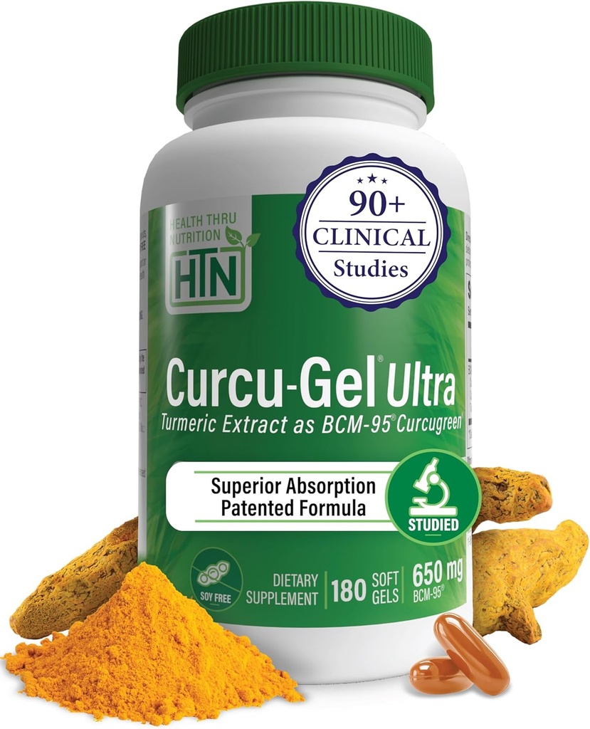 Valore nutrizionale della salute Curcu-Gel 650mg BCM-95® CurcuGreen curcumin | Alto assorbimento | Risposta infiammatoria sana | Studi clinici | Terza Parte Testata | Non OGM (Pack of 180)