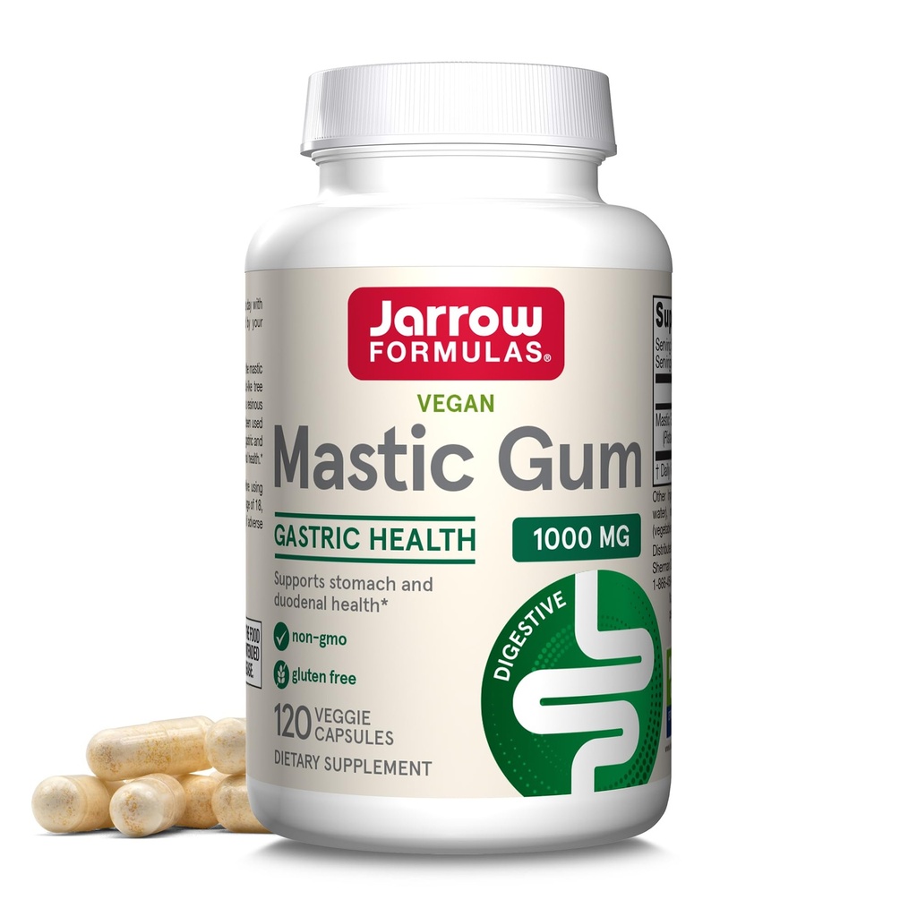 Jarrow Formulas Mastic Gum 1000 mg - 120 Veggie Caps - Natürliche Formel Unterstützung Stomach, Duodenal & Oral Health - 60 Servierungen