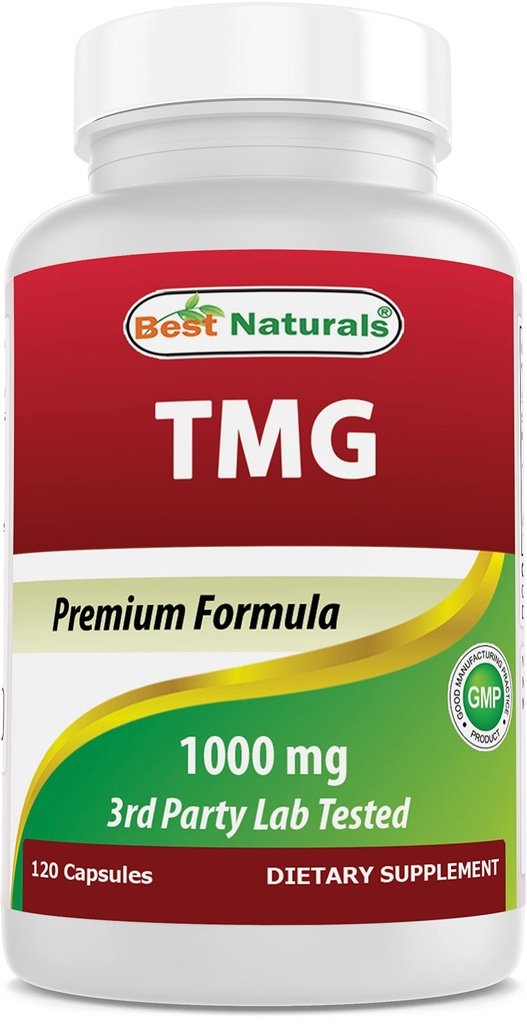 Best Naturals TMG Trimethylglycin (als Betaine Anhydrous) 1000 mg Servieren - 120 Kapseln - Gesunde Homocystein Levels & Methylierungsunterstützung (120 Count (Pack von 1))