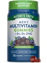 Multivitamine de la vérité de la nature pour les hommes Gummies de 70 comtes Blueberry Flavor avec B12, D3 et Zinc.