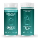 Iwi Omega-3 Minis & DHA Omega-3 Bundle, 30 Servierungen, Vegan pflanzenbasierte Algen Omega 3, Krill & Fisch Öl Alternative, keine Fishy Nachgeschmack
