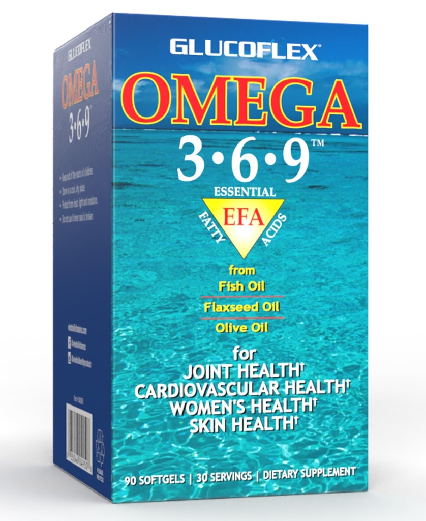 vGlucoflex Omega 3-6-9, Omegas von EPA/DHA Fischöl für Joint Health, 30 Portionen